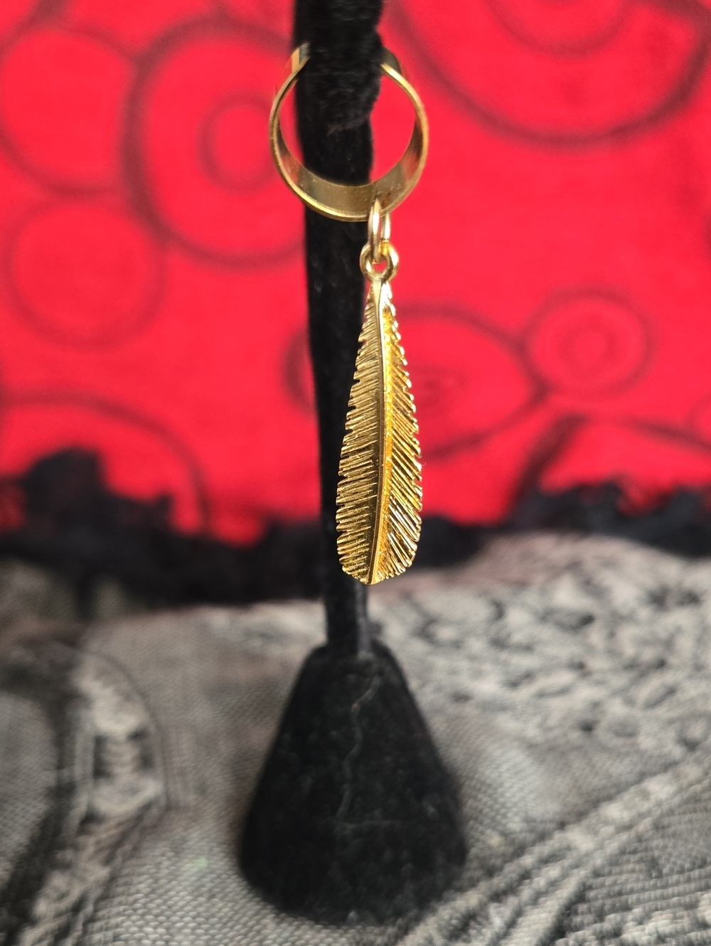 Gold tone, Southwest inspired, dangling Feather Ear Cuff